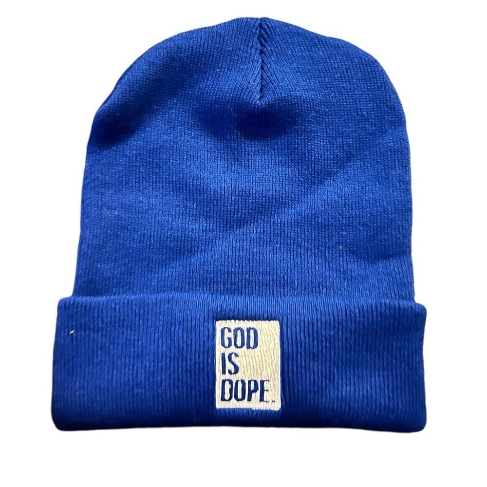 NEW- God Is Dope blue beanie.
